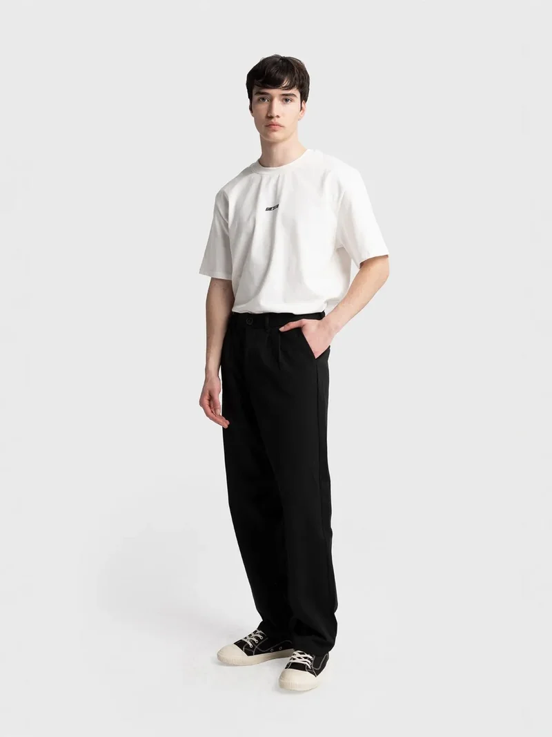 Giesto Black GIESTO Pleated Straight Leg Pants for Men | Best Price UAE